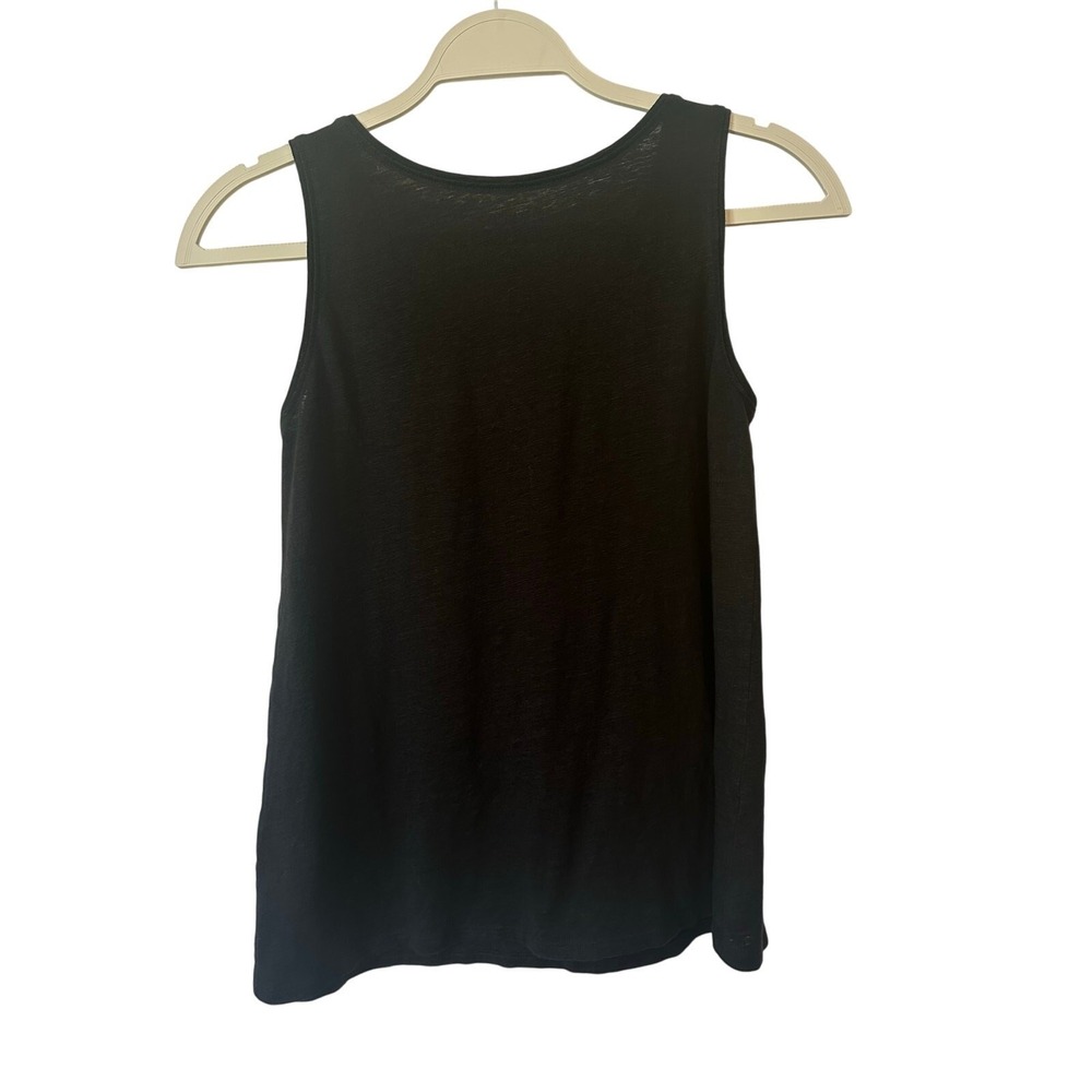 Eileen Fisher Petite Black 100% Linen Sequin Embellished Tank Top PP PXS - Picture 4 of 4